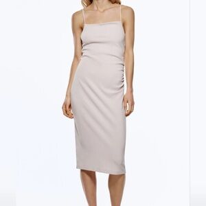 Zara Cream Midi Dress with Spaghetti Straps